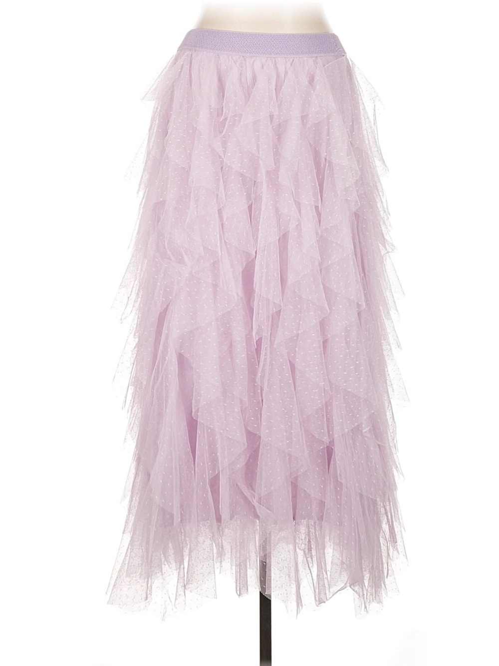 Anthropologie The Chéri Ruffled Tulle Midi Skirt Lavender L